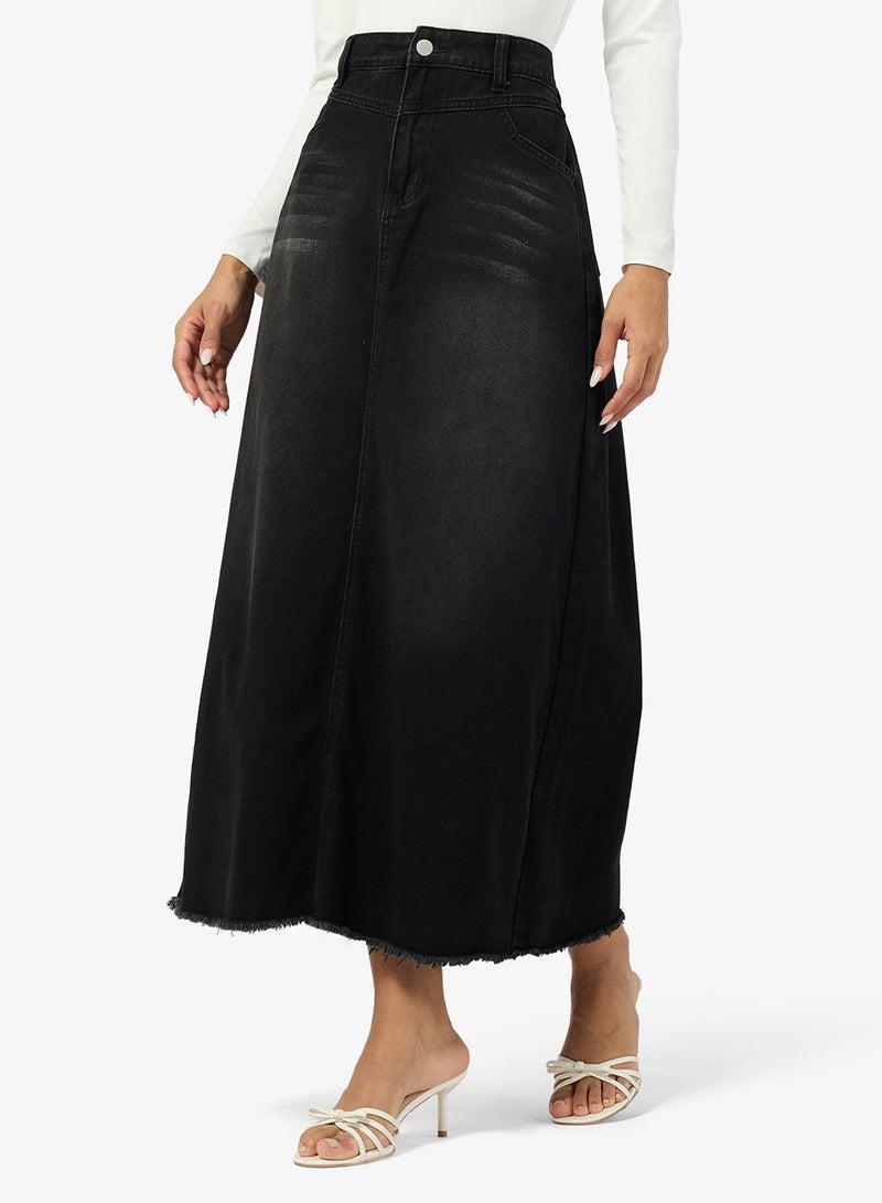 Ginger Denim A Line Maxi Skirt - Image 1